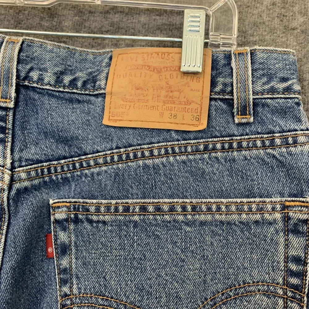 VTG Y2K Levi's 505 Jeans 34x36 Regular Fit Denim‎ Medium Light Wash Long Inseam